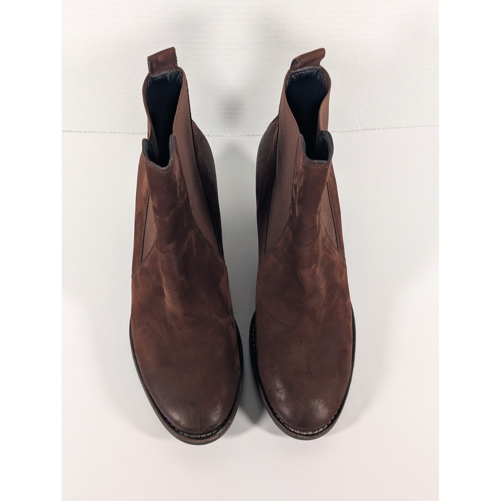 Paul Green Brown Nubuck Leather Chelsea Ankle Boots Stacked Heel UK 5 US 7.5
